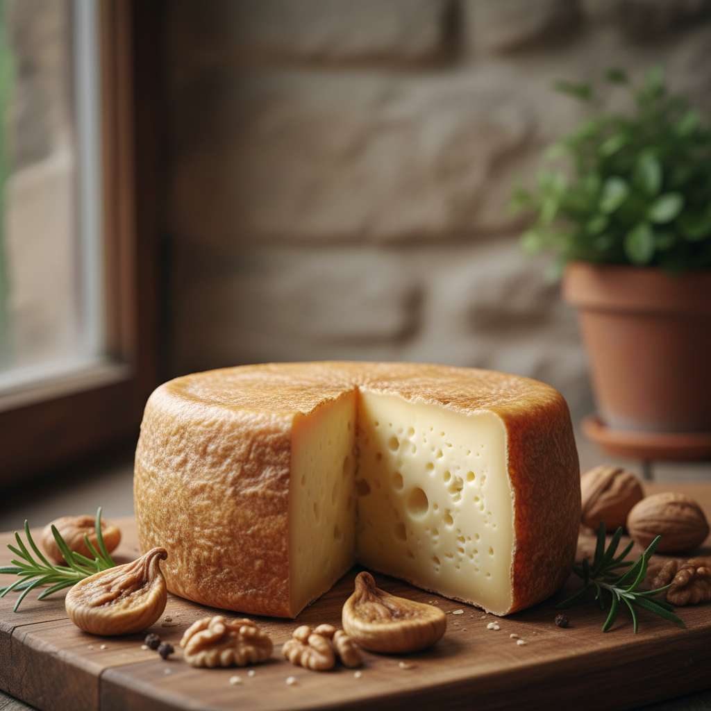 Queso artesanal mexicano en tabla de madera