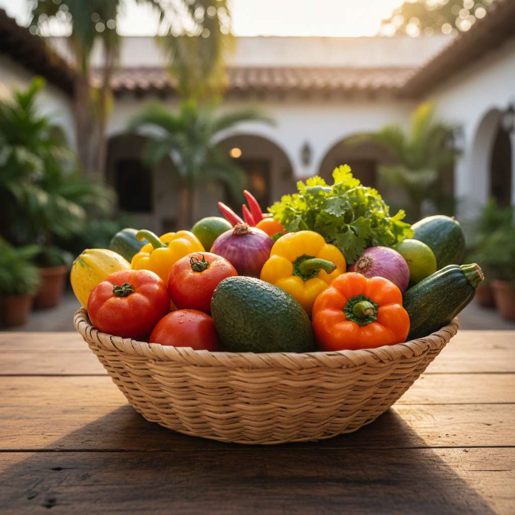 Canasta de productos frescos y orgánicos de México