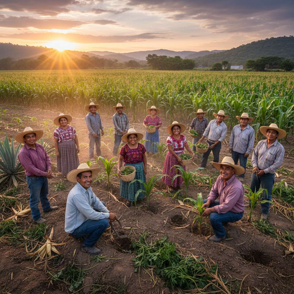 Equipo de
            productores mexicanos trabajando en conjunto